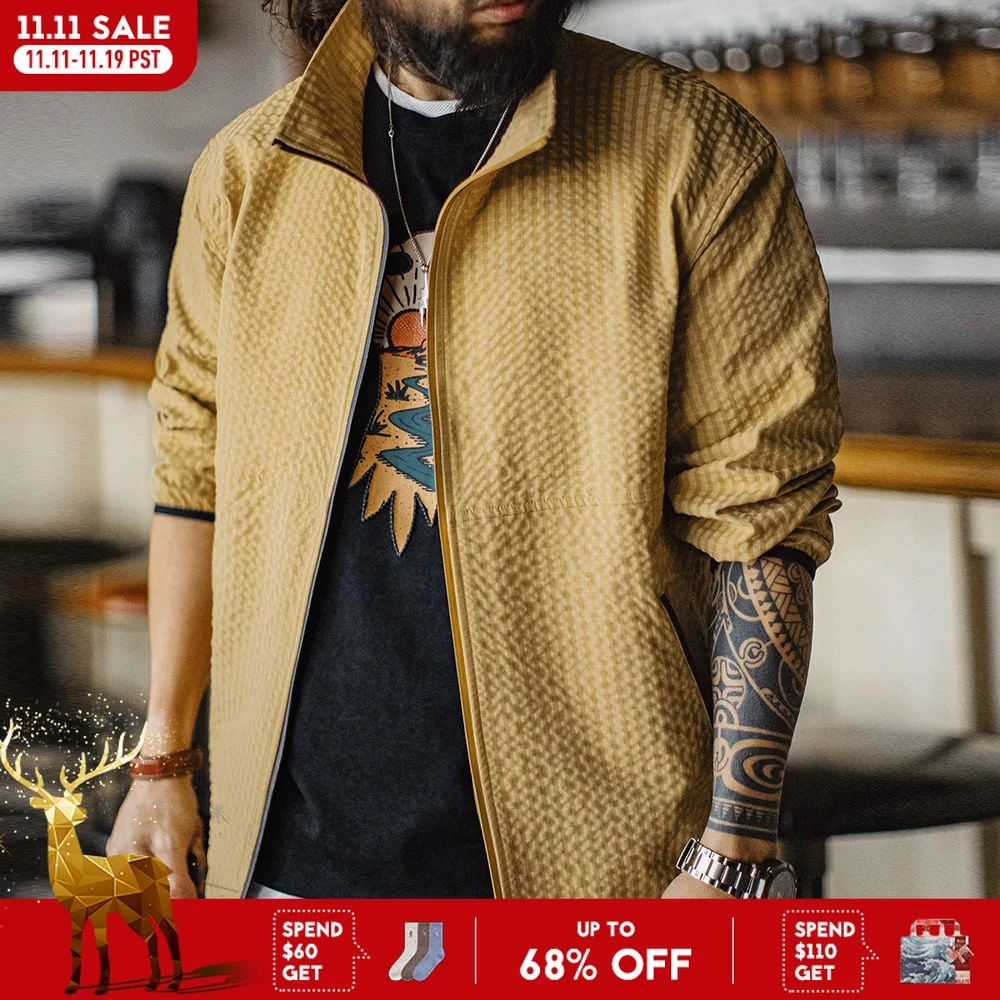 Maden Casual Outdoor Checkered Jacket Men's Spring Summer Breathable Windproof Stand Collar Yellow Zip-Up Versatile Outerwear
Maden Casual Outdoor Checkered Jacket Men's Spring Summer Breathable Windproof Stand Collar Yellow Zip-Up Versatile Outerwear