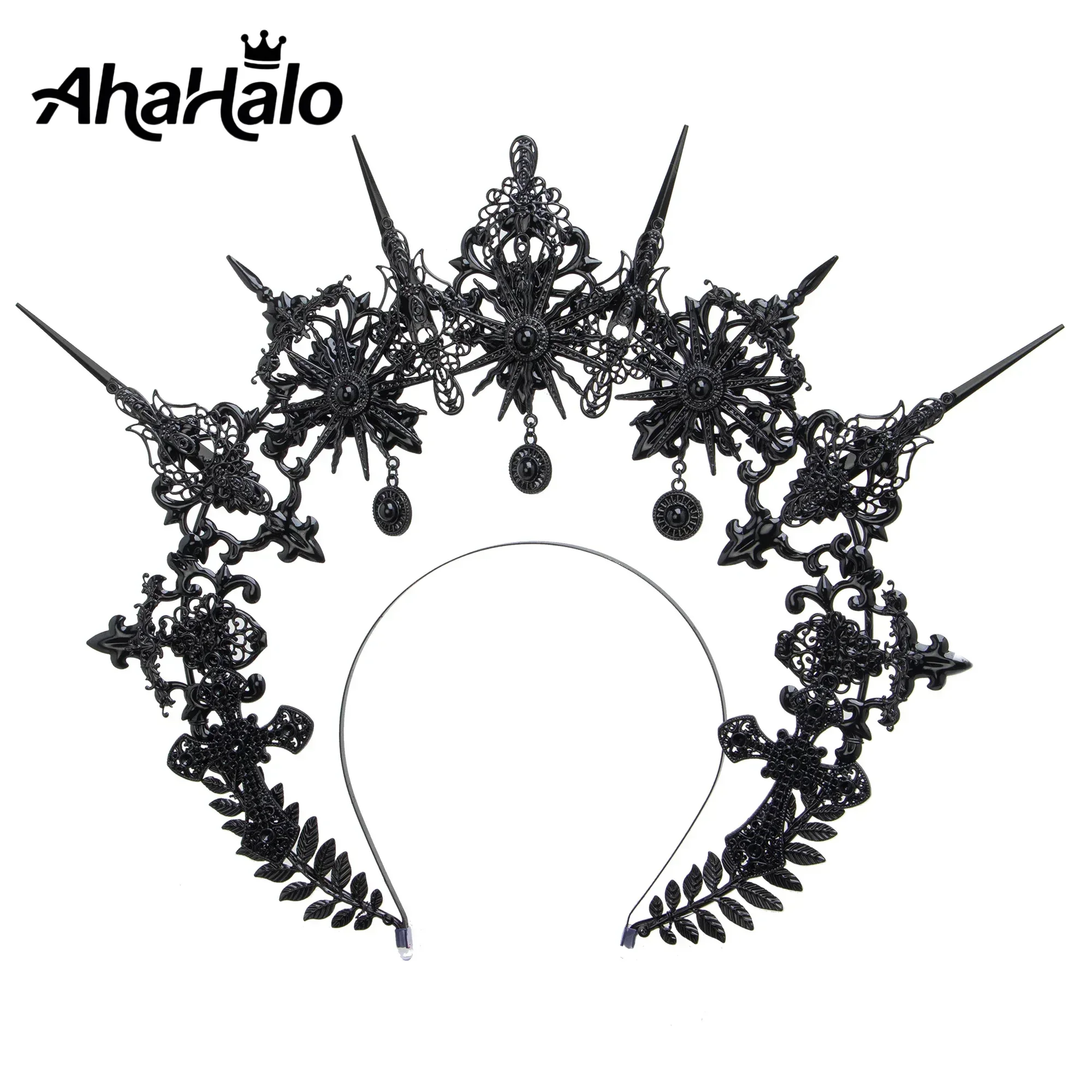 Black Gothic Spiked Halo Crown Mary Goddess Halo Headband Women Halloween Cosplay Headband Handmade Wedding Headdress
Black Gothic Spiked Halo Crown Mary Goddess Halo Headband Women Halloween Cosplay Headband Handmade Wedding Headdress