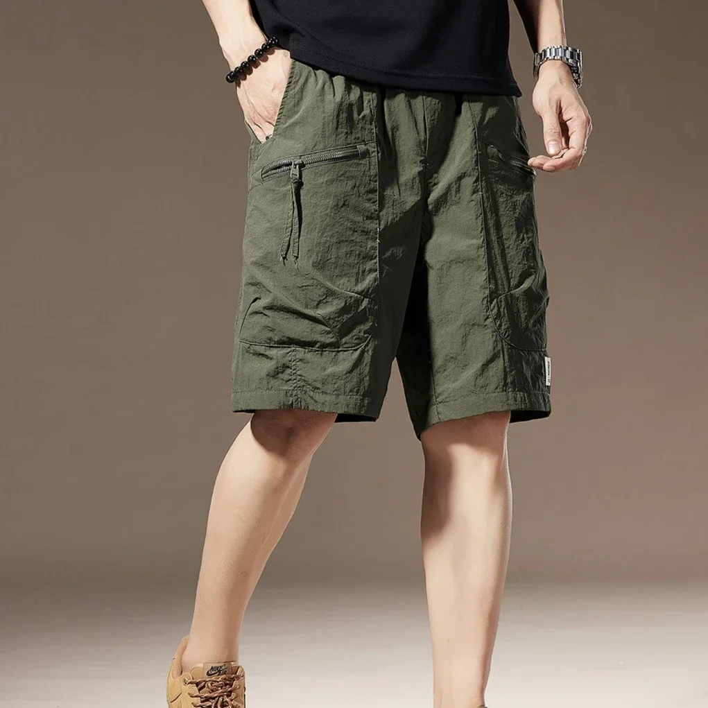 Полумужские шорты-карго, широкие бермуды, мешковатые, с эластичной резинкой на талии и карманами на молнии, длинные мужские короткие брюки, однотонные свободные шорты на шнурке Y2k 
Полумужские шорты-карго, широкие бермуды, мешковатые, с эластичной резинкой на талии и карманами на молнии, длинные мужские короткие брюки, однотонные свободные шорты на шнурке Y2k