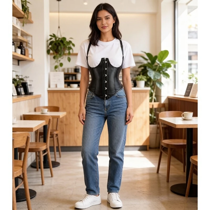 Sexy Black Leather Look Corset Top Adjustable Strap Underbust Gothic Punk Waist Shaper
Sexy Black Leather Look Corset Top Adjustable Strap Underbust Gothic Punk Waist Shaper