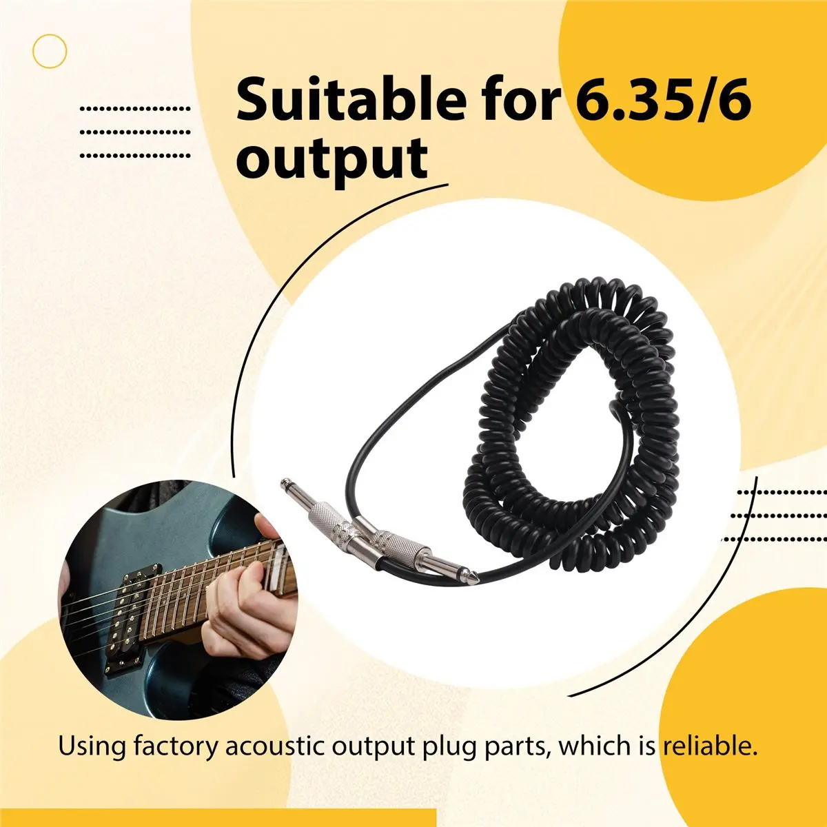 Гитарный пружинный кабель 6,35/6,5, гитарный аудиокабель, экранный провод 5 м для подключения звука электрогитары
Гитарный пружинный кабель 6,35/6,5, гитарный аудиокабель, экранный провод 5 м для подключения звука электрогитары