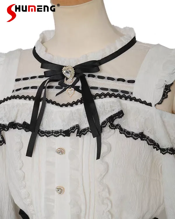 Japanese Mines Style Mass-Produced Sweet LIZ Blouses Lace Patchwork Off-Shoulder Long Sleeve Versatile Lolita Shirts for Women
Japanese Mines Style Mass-Produced Sweet LIZ Blouses Lace Patchwork Off-Shoulder Long Sleeve Versatile Lolita Shirts for Women