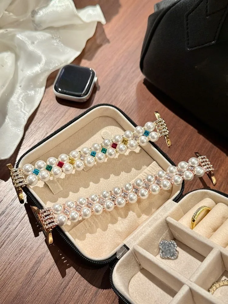 Эластичный ремешок с жемчужными бусинами для Apple Watch, женский, 40, 41, 38, 42, 44, 45, 46, 49 мм, блестящий ювелирный браслет-ремешок для iWatch Correa
Эластичный ремешок с жемчужными бусинами для Apple Watch, женский, 40, 41, 38, 42, 44, 45, 46, 49 мм, блестящий ювелирный браслет-ремешок для iWatch Correa