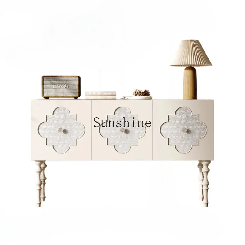 French cream style light luxury porch solid wood dining side cabinet shell art decoration cabinet
French cream style light luxury porch solid wood dining side cabinet shell art decoration cabinet