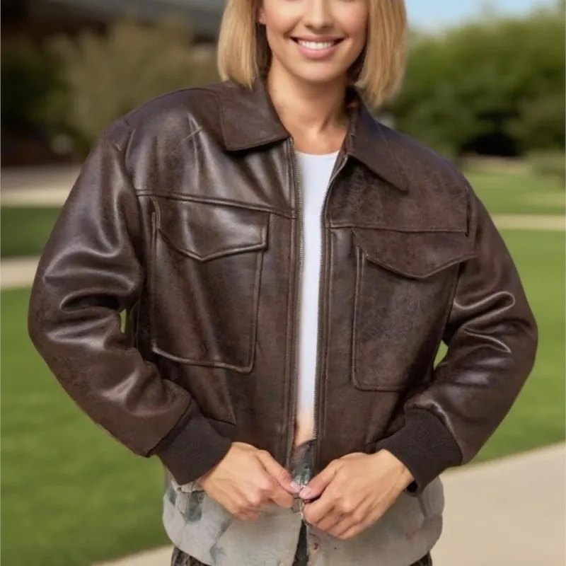 2025 Women's Faux Leather Pilot Jacket Moto-Style Outerwear with Large Pocket Accents Trendy & Versatile for Daily Wear
2025 Women's Faux Leather Pilot Jacket Moto-Style Outerwear with Large Pocket Accents Trendy & Versatile for Daily Wear