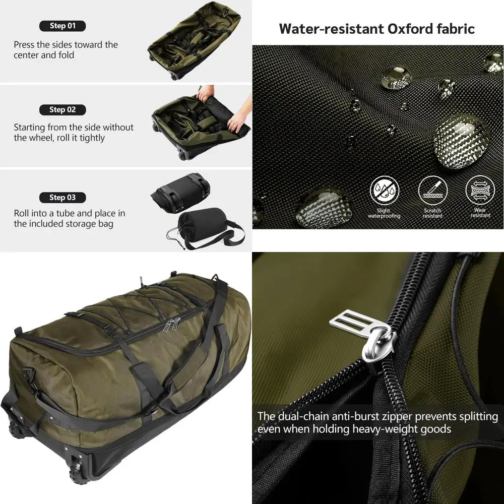 Expandable 110L/140L Durable Duffel Bag with 2 Rubber Wheels, Packable 32 Rolling Carry-On, Army Green
Expandable 110L/140L Durable Duffel Bag with 2 Rubber Wheels, Packable 32 Rolling Carry-On, Army Green