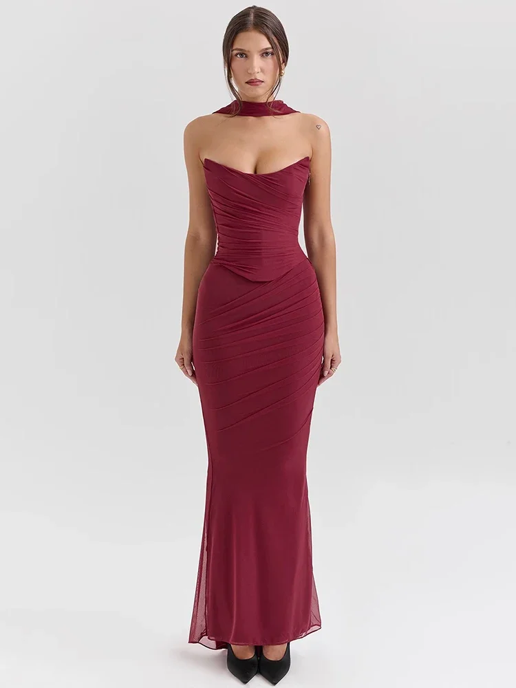 Wine Red Sexy Two Piece Sets Women Neckerchief Strapless Crop Tops And Maxi Skirt Sets Club Party Skirt Two Piece Sets
Wine Red Sexy Two Piece Sets Women Neckerchief Strapless Crop Tops And Maxi Skirt Sets Club Party Skirt Two Piece Sets
