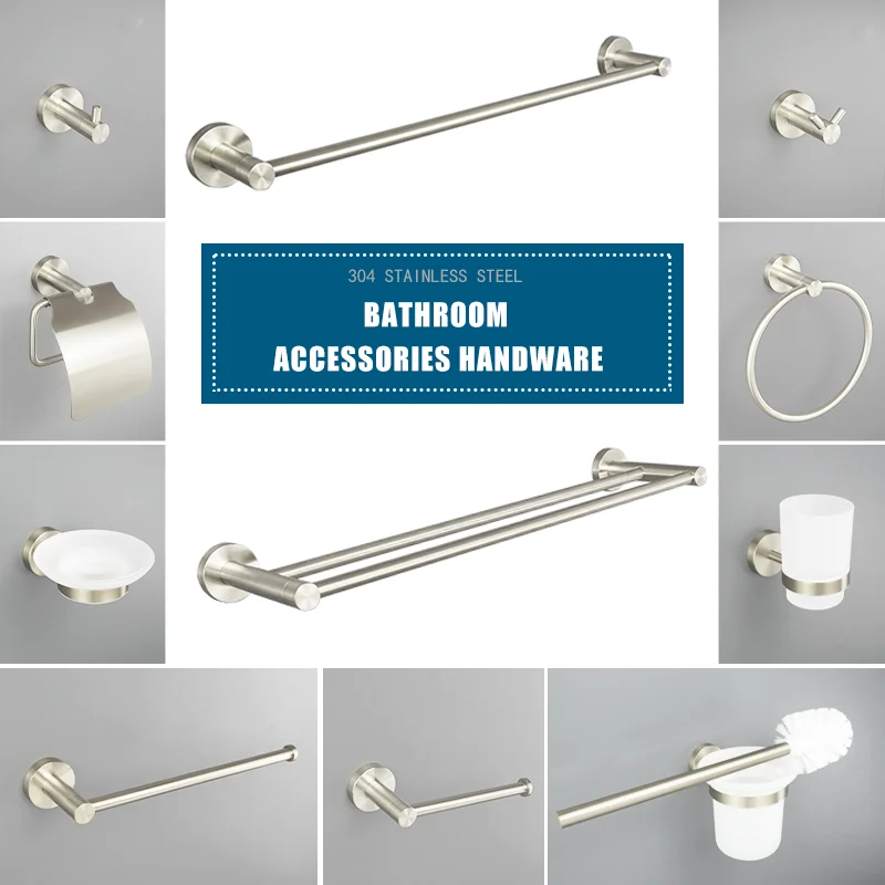 Brushed 304 Stainless Steel Bathroom Hardware Stainless Steel Towel Rack Toilet Paper Holder Towel Bar Hook Bathroom Accessories
Brushed 304 Stainless Steel Bathroom Hardware Stainless Steel Towel Rack Toilet Paper Holder Towel Bar Hook Bathroom Accessories