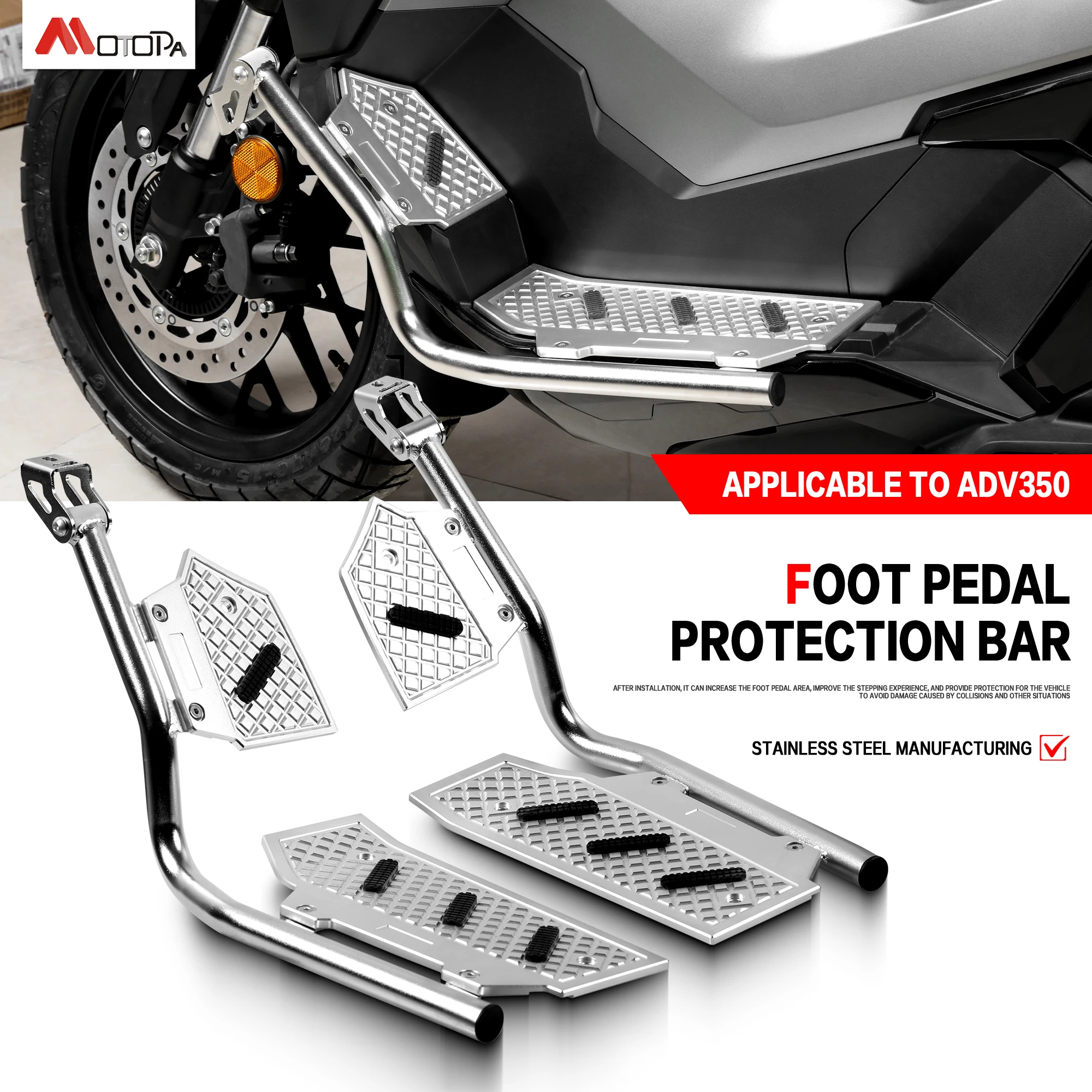 Motorcycle Footrest Foot Pads Pedal Plate Pedals Accessories For HONDA ADV350 With protective rod and spotlight hole position
Motorcycle Footrest Foot Pads Pedal Plate Pedals Accessories For HONDA ADV350 With protective rod and spotlight hole position