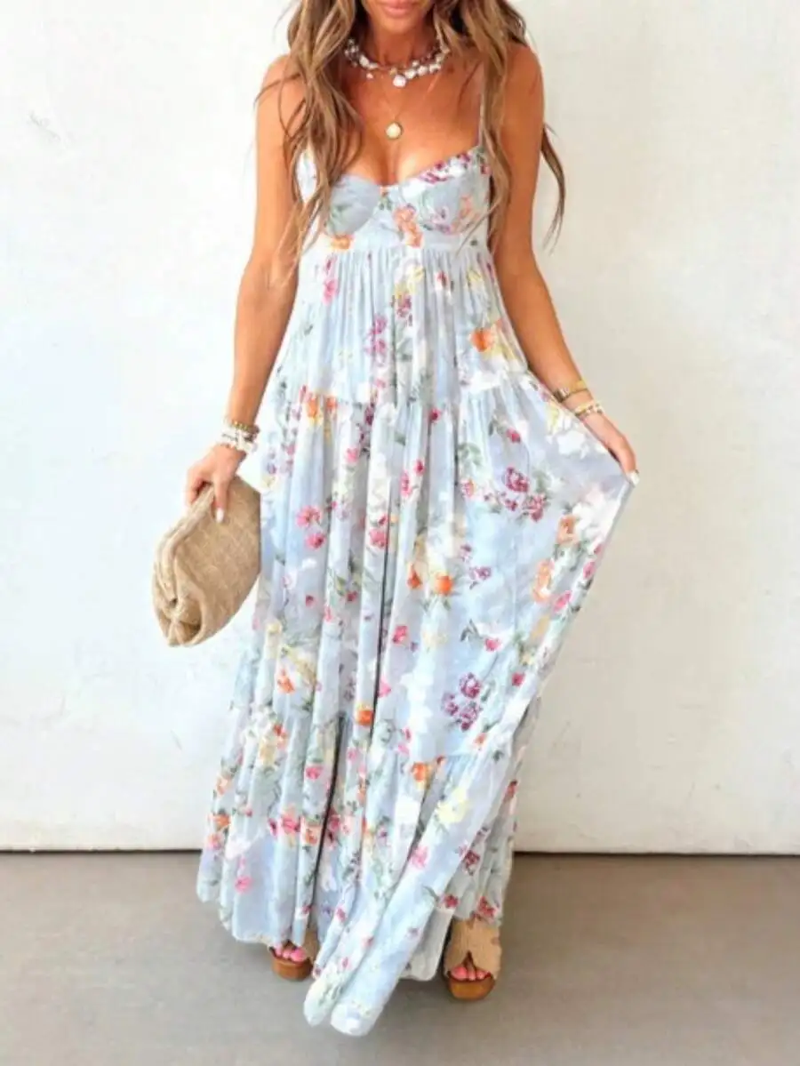 Womens Summer Floral Print Spaghetti Strap Maxi Dress Sleeveless Flowy Vacation Beach Wedding Guest
Womens Summer Floral Print Spaghetti Strap Maxi Dress Sleeveless Flowy Vacation Beach Wedding Guest