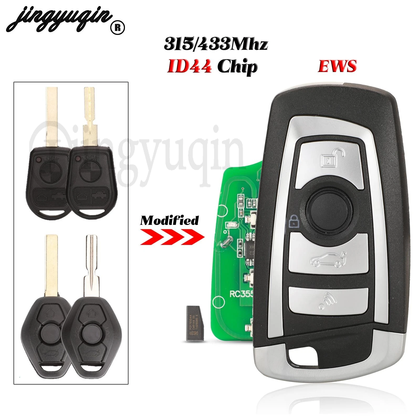 jingyuqin Cut/Uncut EWS Modified Flip Remote Key 4 Button 315MHz/433MHz ID44 Chip Transmitter for BMW EWS X3 X5 Z3 Z4 E38 E39
jingyuqin Cut/Uncut EWS Modified Flip Remote Key 4 Button 315MHz/433MHz ID44 Chip Transmitter for BMW EWS X3 X5 Z3 Z4 E38 E39