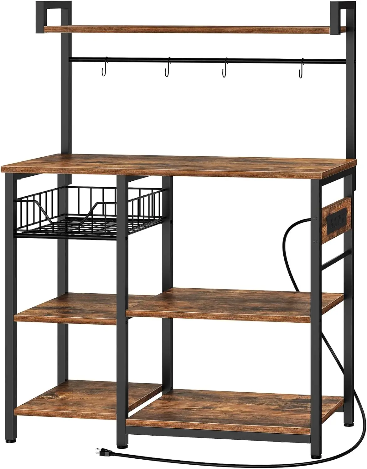Bakers Rack with Power Outlet, 35.4' Coffee Bar, Microwave Stand, Rustic Brown BF05HB01
Bakers Rack with Power Outlet, 35.4' Coffee Bar, Microwave Stand, Rustic Brown BF05HB01