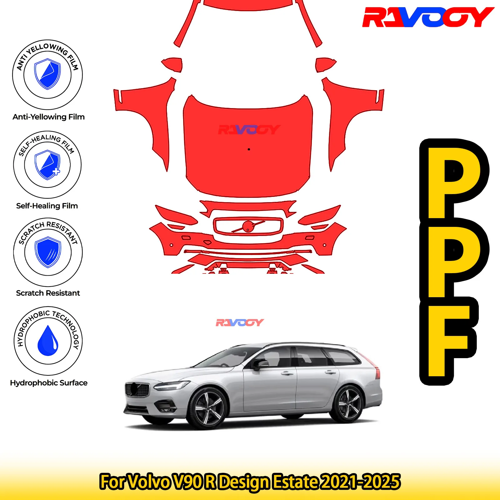 For Volvo V90 R Design Estate 2021-2025 Glossy Matte Black Precut front PPF Kit Paint Protection Film
For Volvo V90 R Design Estate 2021-2025 Glossy Matte Black Precut front PPF Kit Paint Protection Film