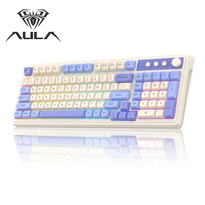 AULA S99 Key Keyboard, Tri-Mode Bluetooth/2.4GHz/USB-C Cute Creamy Gaming Keyboard with Number Pad RGB Backlit
AULA S99 Key Keyboard, Tri-Mode Bluetooth/2.4GHz/USB-C Cute Creamy Gaming Keyboard with Number Pad RGB Backlit