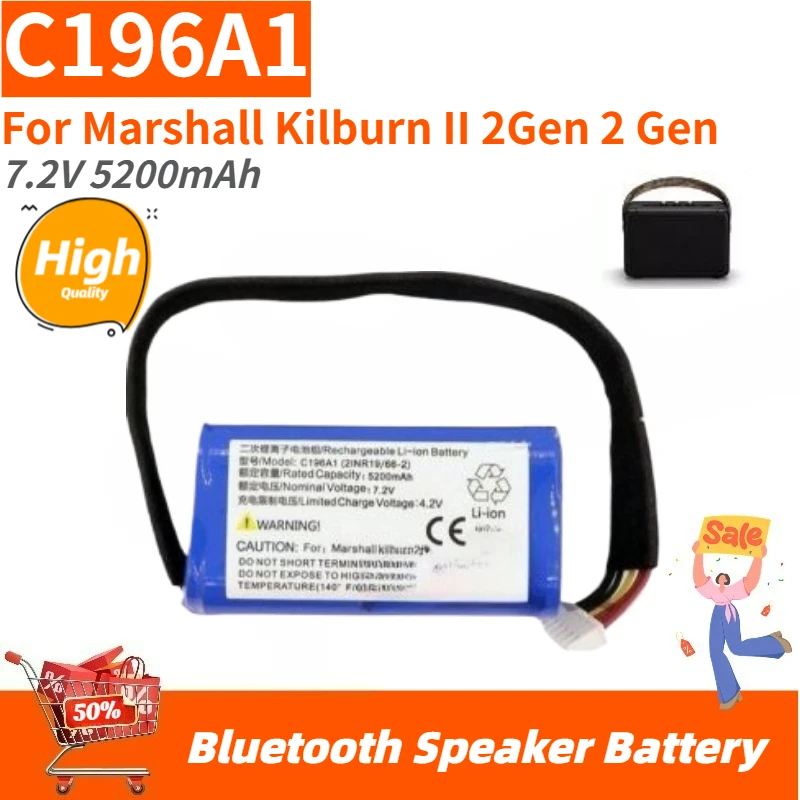 High Quality C196A1 Bluetooth Speaker Battery 7.2V 5200mAh For Marshall Kilburn II 2Gen 2 Gen Brand New Replacement Battery
High Quality C196A1 Bluetooth Speaker Battery 7.2V 5200mAh For Marshall Kilburn II 2Gen 2 Gen Brand New Replacement Battery