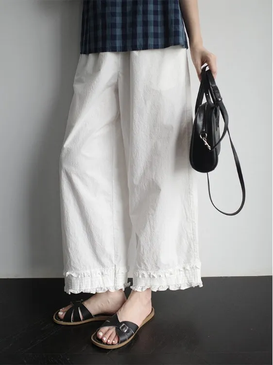 High Waist Flared Pants Women's Summer Loose Fit Nine Points Casual Trousers Musoom Lace Wide Leg Pants Slimming Effect
High Waist Flared Pants Women's Summer Loose Fit Nine Points Casual Trousers Musoom Lace Wide Leg Pants Slimming Effect