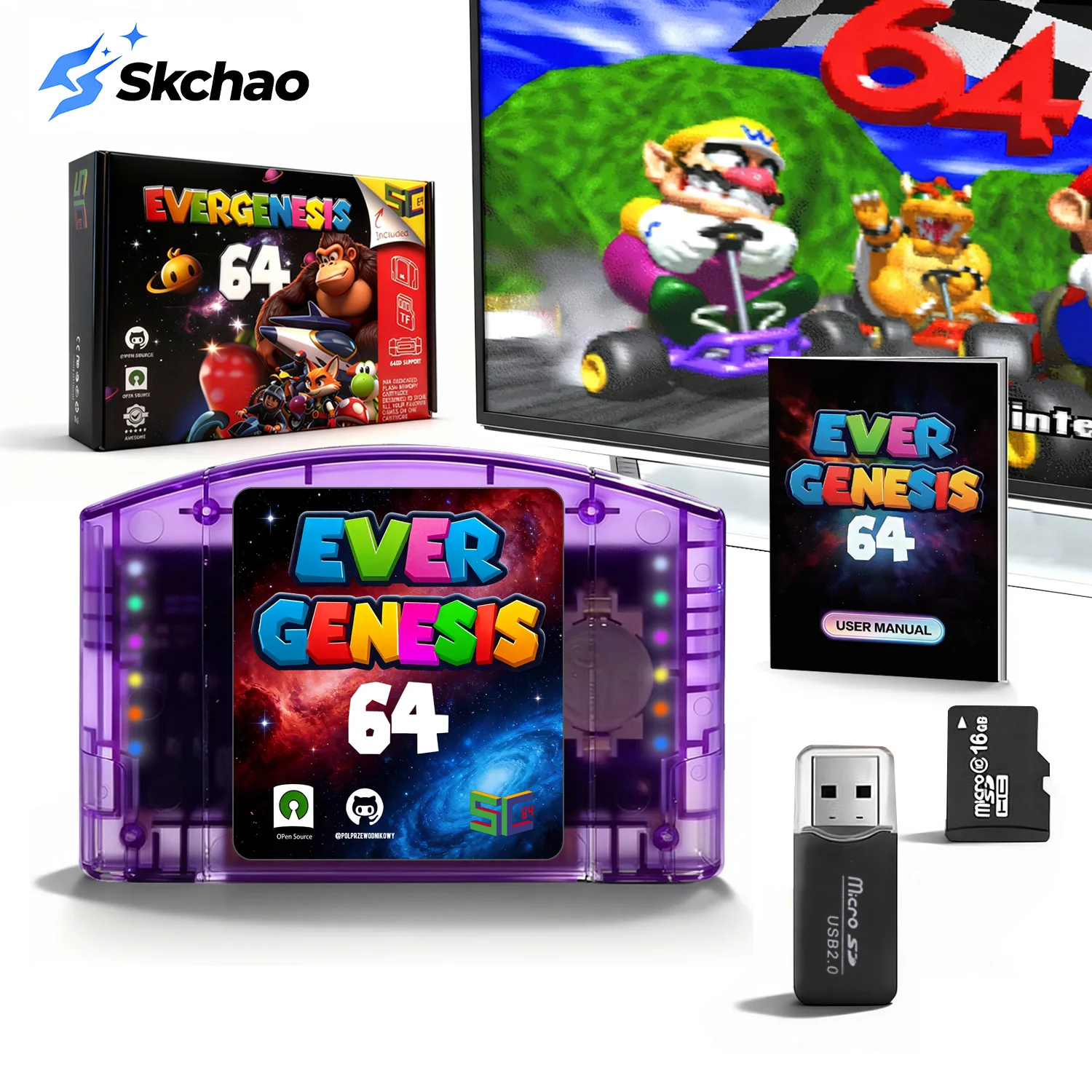 New N64 Open Source Game Card SC64 Flash Cart 9000 in 1 Video Game Console Modular Chip 6TG With 64G TF Card
New N64 Open Source Game Card SC64 Flash Cart 9000 in 1 Video Game Console Modular Chip 6TG With 64G TF Card