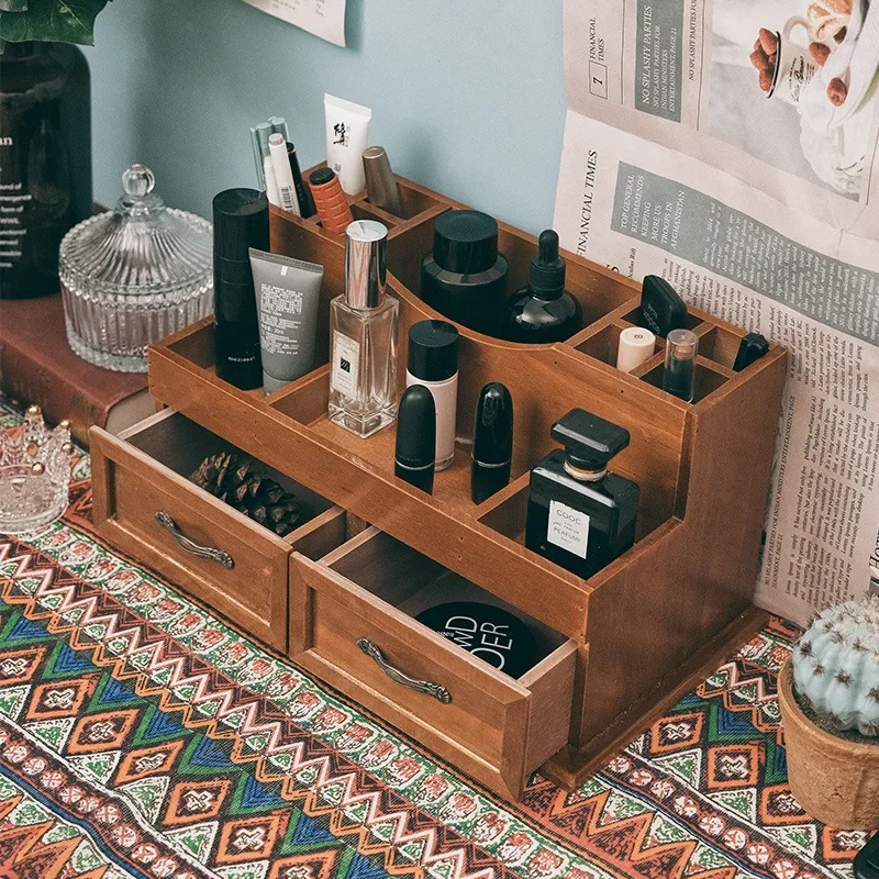Vintage Wooden Desktop Organizer Multi 2 Drawer Divided Makeup Cosmetic Lipstick Storage Box Pen Holder Retro House Decoration
Vintage Wooden Desktop Organizer Multi 2 Drawer Divided Makeup Cosmetic Lipstick Storage Box Pen Holder Retro House Decoration