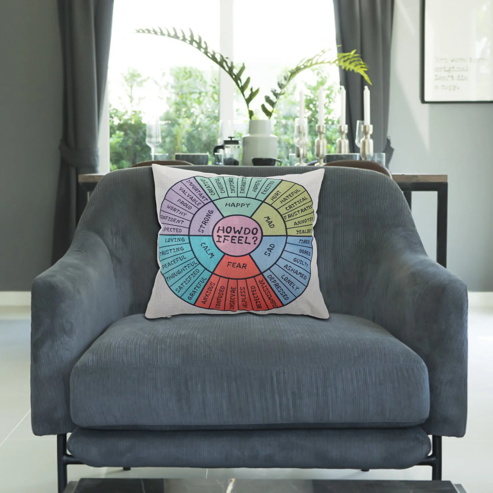 1pc Mood Pillowcase Decorative Cushion Covers Emotions Wheel Sensory Stress Relief Linen Soft Bedroom Office Multiple Colors
1pc Mood Pillowcase Decorative Cushion Covers Emotions Wheel Sensory Stress Relief Linen Soft Bedroom Office Multiple Colors