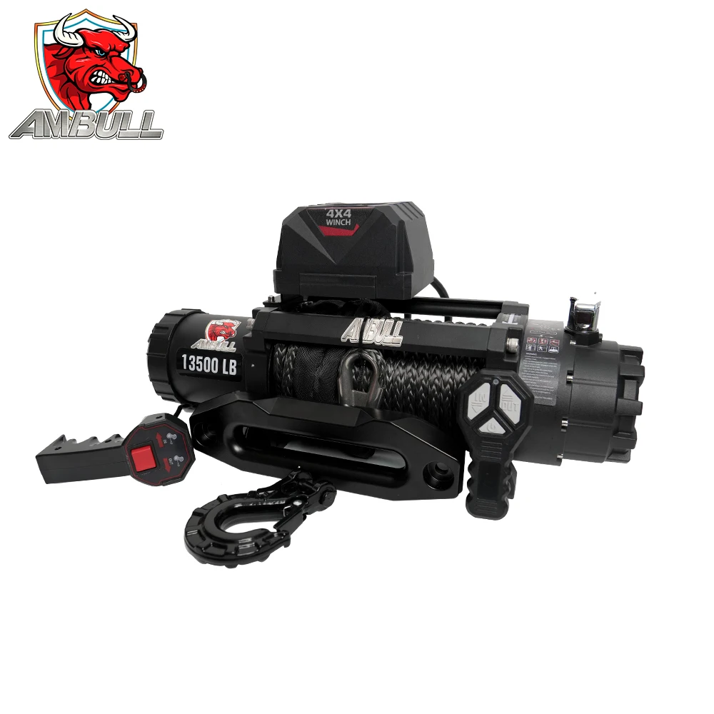 Ambull New Model 13000LBS Winch Off-road Remote Control Electric Winch With Synthetic Rope For 4x4 Off-road Vehicle Car Recovery
Ambull New Model 13000LBS Winch Off-road Remote Control Electric Winch With Synthetic Rope For 4x4 Off-road Vehicle Car Recovery
