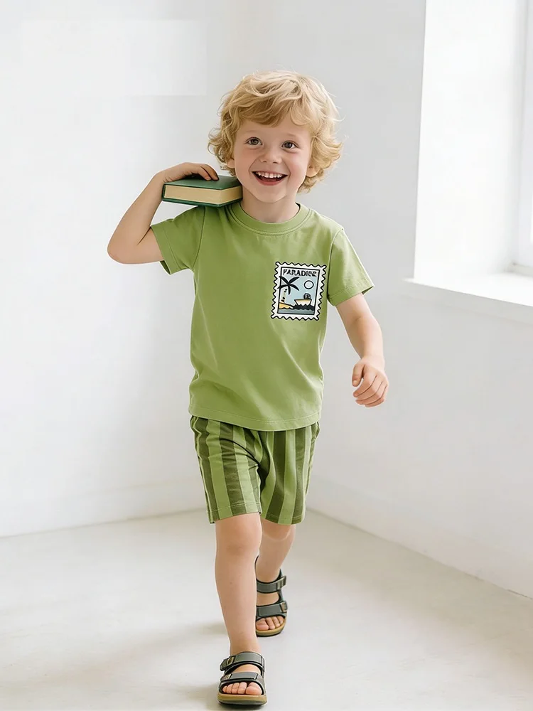 Summer Baby Boys European American Style Cotton Short T-Shirt+Striped Shorts Set Kid Casual 2PCS Children Daily Outfit 2-12Years
Summer Baby Boys European American Style Cotton Short T-Shirt+Striped Shorts Set Kid Casual 2PCS Children Daily Outfit 2-12Years