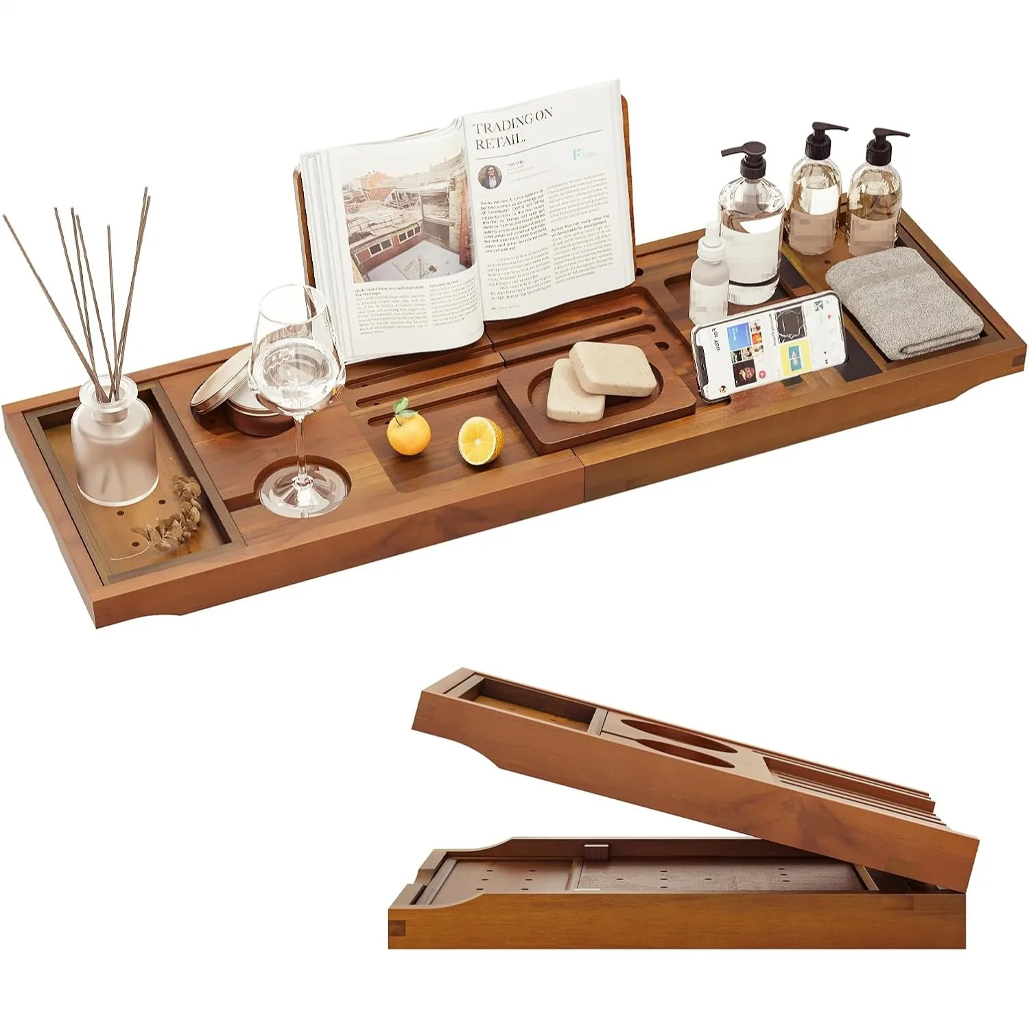 Premium Foldable Teak Bathtub Tray, Expandable Bath Caddy for Tub, Luxury Bathroom Accessories
Premium Foldable Teak Bathtub Tray, Expandable Bath Caddy for Tub, Luxury Bathroom Accessories