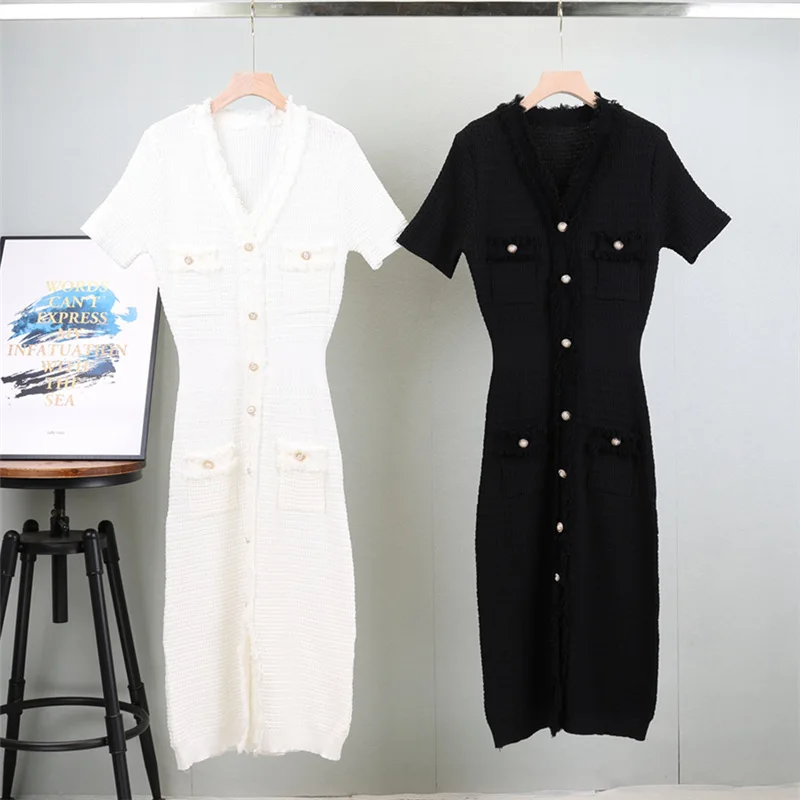 Summer Women Simple White and Black Dresses Office Sheath Pencil Dress Elegant Knitted Bodycon Party Casual Vestido
Summer Women Simple White and Black Dresses Office Sheath Pencil Dress Elegant Knitted Bodycon Party Casual Vestido