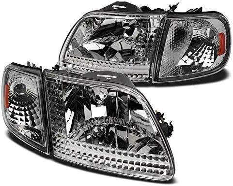 Replacement Headlights w/Corner Lights Amber/Chrome Compatible with 1997-03 Ford F-150 | 1997-02 Expedition 
Replacement Headlights w/Corner Lights Amber/Chrome Compatible with 1997-03 Ford F-150 | 1997-02 Expedition