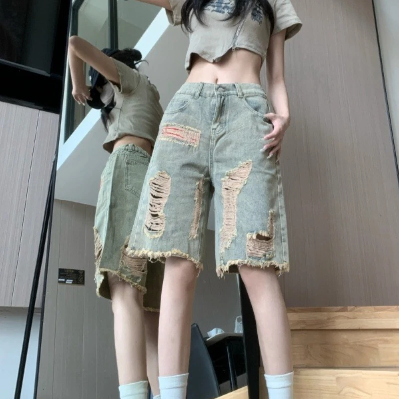 American High Street Worn Out Summer Burrs To Make Old Cropped Pants 2025 Loose Hole Denim Women's Shorts
American High Street Worn Out Summer Burrs To Make Old Cropped Pants 2025 Loose Hole Denim Women's Shorts