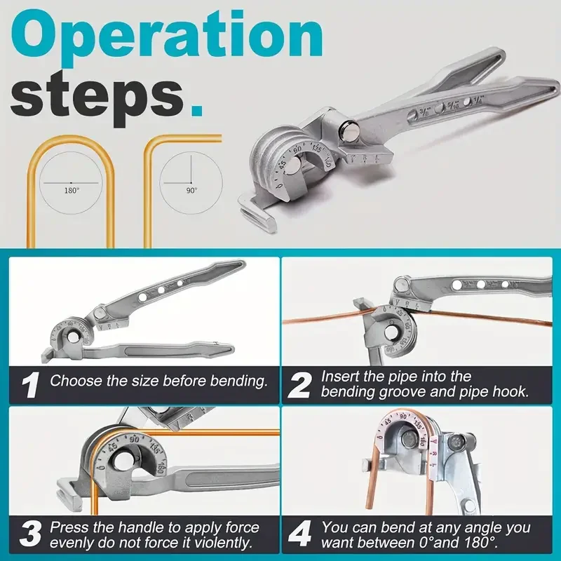Tube Bender 3 in 1 Manual Tubing Bending Tools 1/4, 5/16, and 3/8 Inch for Copper Aluminum Brass and Thin Stainless Steel Pipes
Tube Bender 3 in 1 Manual Tubing Bending Tools 1/4, 5/16, and 3/8 Inch for Copper Aluminum Brass and Thin Stainless Steel Pipes