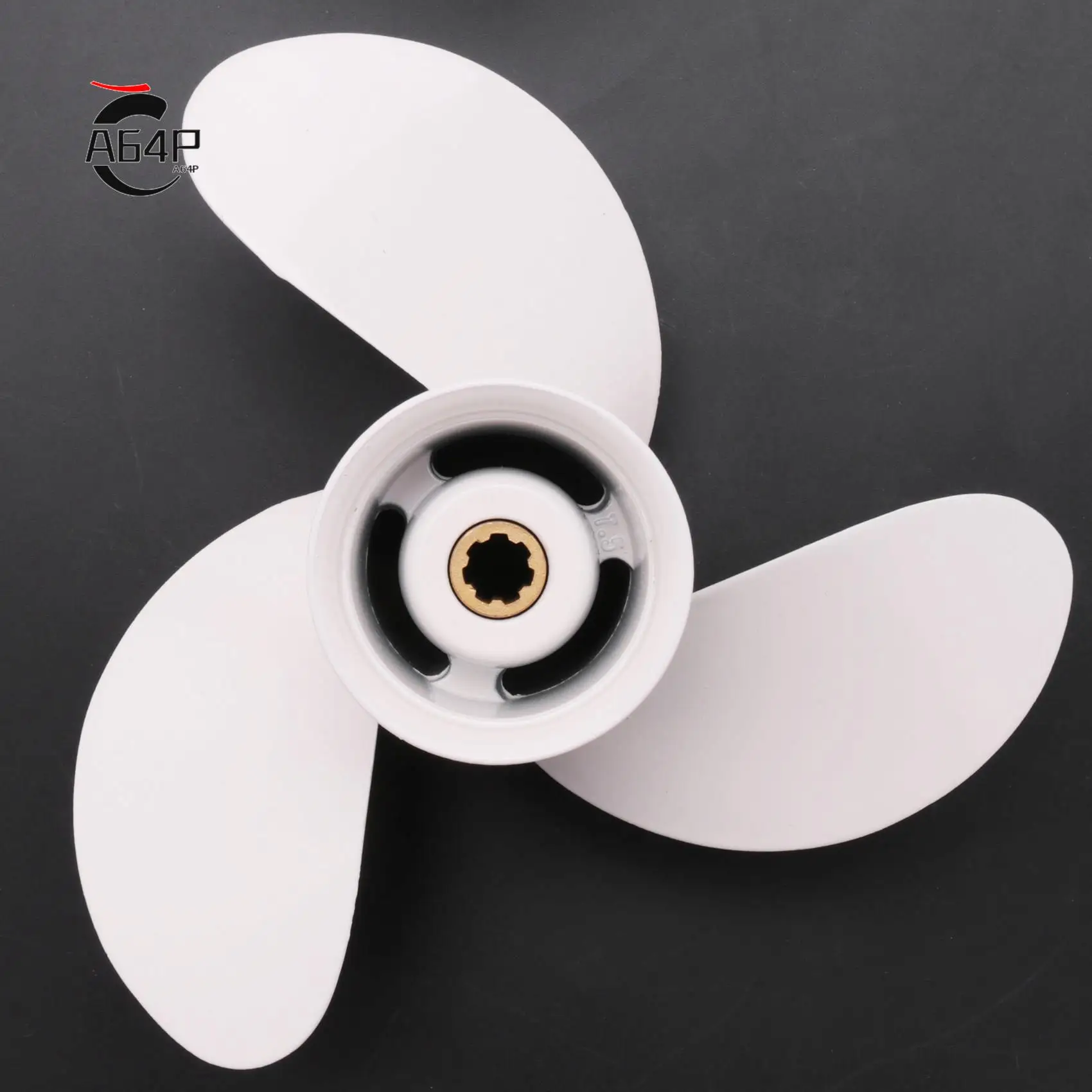 A64P-Boat Propeller 6G1-45943-00-El 8 1/2 X 7 1/2 For Yamaha Outboard Engine 6-8Hp Aluminum Alloy 3 Blades R Rotation 7 Spline T
A64P-Boat Propeller 6G1-45943-00-El 8 1/2 X 7 1/2 For Yamaha Outboard Engine 6-8Hp Aluminum Alloy 3 Blades R Rotation 7 Spline T