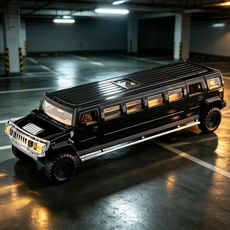 1:32 simulation Hummer alloy car model doors on both sides that can be opened, and the front hood and trunk door can be opened
1:32 simulation Hummer alloy car model doors on both sides that can be opened, and the front hood and trunk door can be opened