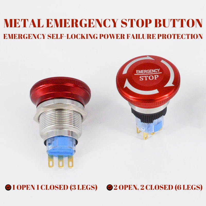 16 19 22mm Red Metal Emergency Stop Button Switch Without Or With Connector Waterproof Instantaneous 12v 24v 220v
16 19 22mm Red Metal Emergency Stop Button Switch Without Or With Connector Waterproof Instantaneous 12v 24v 220v