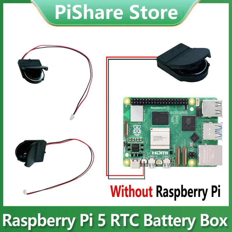 Raspberry Pi5 RTC Battery Box Real Time Clock Holder Module(Not include CR2032 Battery) for Pi 5