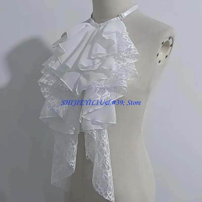 E21F Elegant Adjustable Ruffled Jabot Neck False Collar Tiered Lace Neck Ruff Shirt Front Necktie For Medieval Themed Event
E21F Elegant Adjustable Ruffled Jabot Neck False Collar Tiered Lace Neck Ruff Shirt Front Necktie For Medieval Themed Event