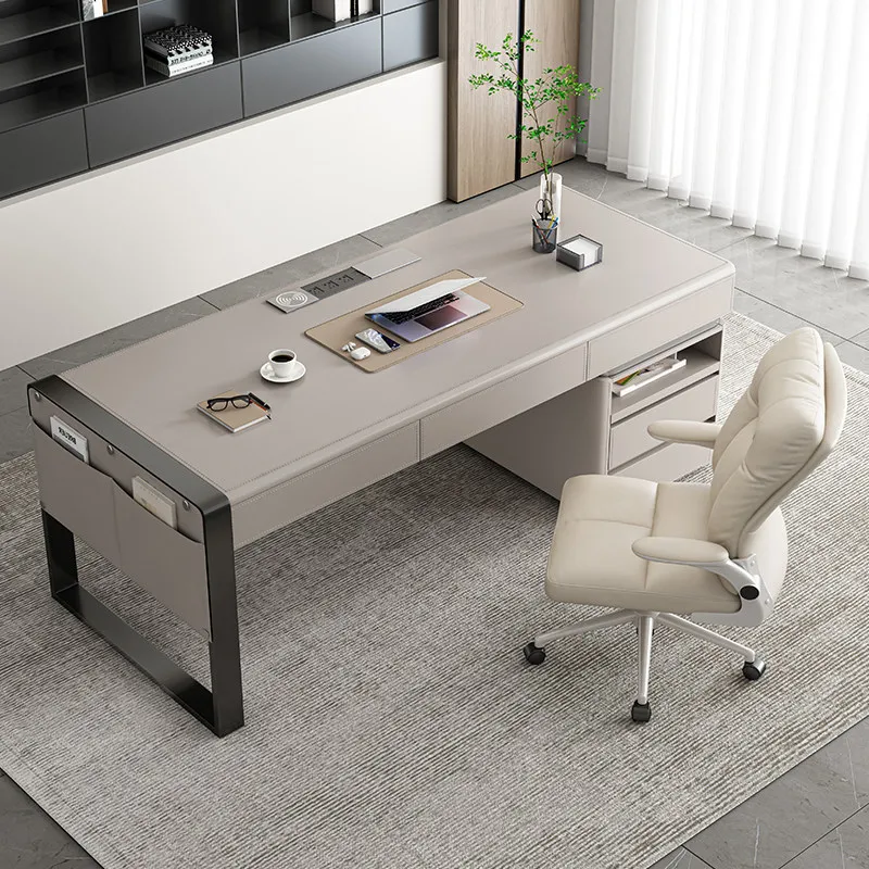 Modern light luxury saddle leather Room desks computer desk room offices office desks and workstations study table
Modern light luxury saddle leather Room desks computer desk room offices office desks and workstations study table