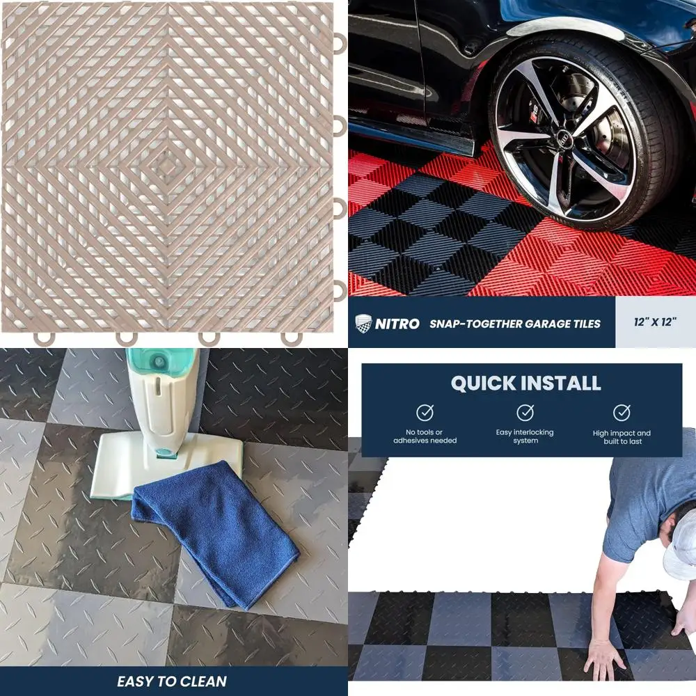 Non-Slip Interlocking Plastic Garage Floor Tiles, 12x12 Snap-Together, Vented Sahara S Pattern, Durable Mat for Garage Flooring
Non-Slip Interlocking Plastic Garage Floor Tiles, 12x12 Snap-Together, Vented Sahara S Pattern, Durable Mat for Garage Flooring