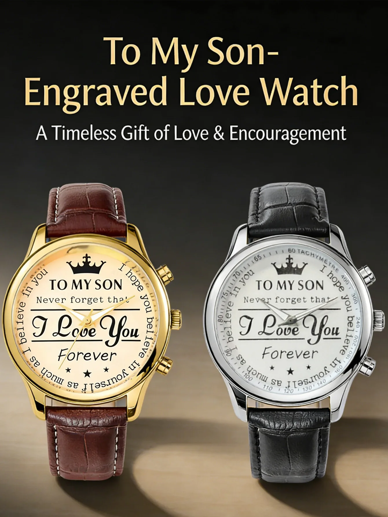 Часы с гравировкой для моего сына - вдохновляющие наручные часы с надписью «Я люблю тебя навсегда», кожаный ремешок, подарок для сына от мамы/папы, на выпускной/день рождения.
Часы с гравировкой для моего сына - вдохновляющие наручные часы с надписью «Я люблю тебя навсегда», кожаный ремешок, подарок для сына от мамы/папы, на выпускной/день рождения.