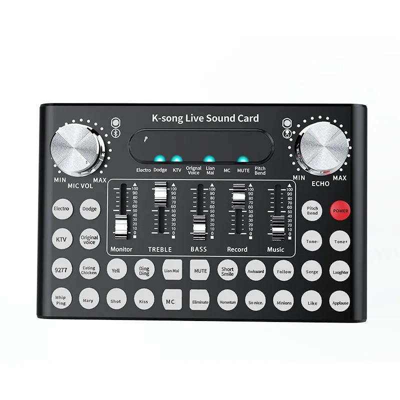 F007 Audio Mixer Live Sound Card Studio Recording with Effects and Voice Changer with Bluetooth for Karaoke Podcast Mixers
F007 Audio Mixer Live Sound Card Studio Recording with Effects and Voice Changer with Bluetooth for Karaoke Podcast Mixers