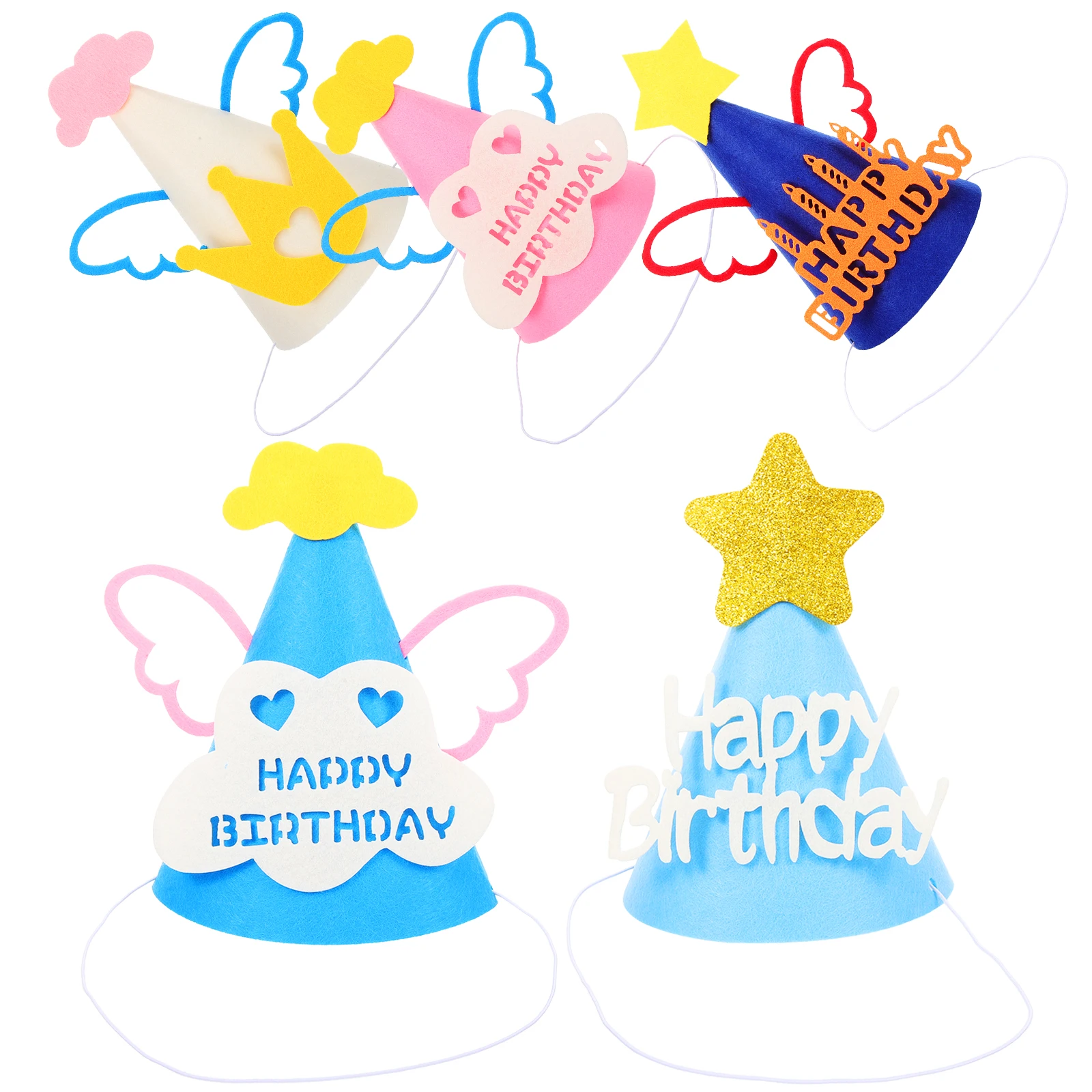 5pcs Birthday Hat Props Kids Party Hats Cloth Headwear Bright Color Lasting Lightweight Photo Prop Birthday Supply
5pcs Birthday Hat Props Kids Party Hats Cloth Headwear Bright Color Lasting Lightweight Photo Prop Birthday Supply