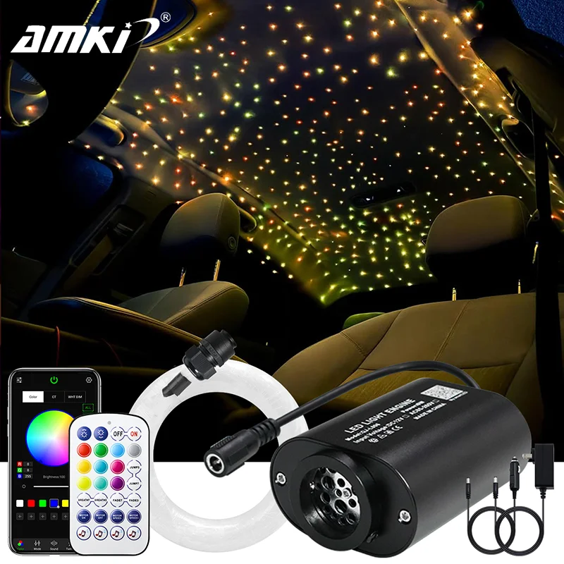 6W Mini Twinkle Fiber Optic Starlight Headliner Kit Music APP Control Car Starry Sky LED Ambient Light Car Interior Accessories
6W Mini Twinkle Fiber Optic Starlight Headliner Kit Music APP Control Car Starry Sky LED Ambient Light Car Interior Accessories