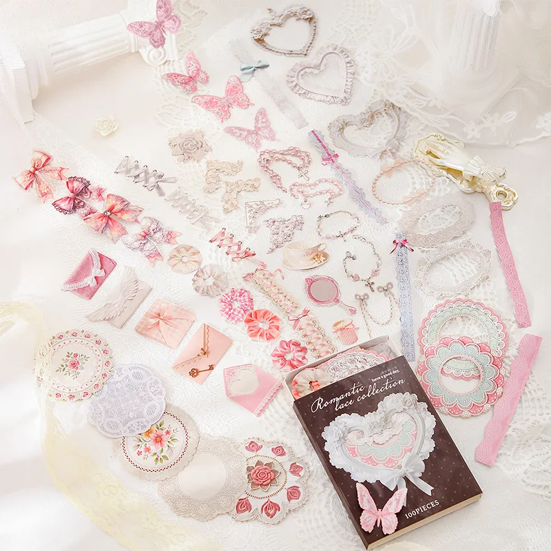 Набор 100 листов/упаковка, большая емкость, романтическая кружевная коллекция, серия, кружевная тематическая наклейка
Набор 100 листов/упаковка, большая емкость, романтическая кружевная коллекция, серия, кружевная тематическая наклейка