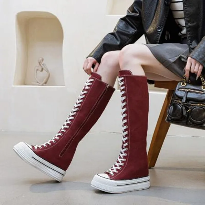 Luxury 13cm Street Style Denim Mid Calf Knee High Boots Women Boots Casual Spring Autumn Female Platform Wedge Breathable Shoes
Luxury 13cm Street Style Denim Mid Calf Knee High Boots Women Boots Casual Spring Autumn Female Platform Wedge Breathable Shoes