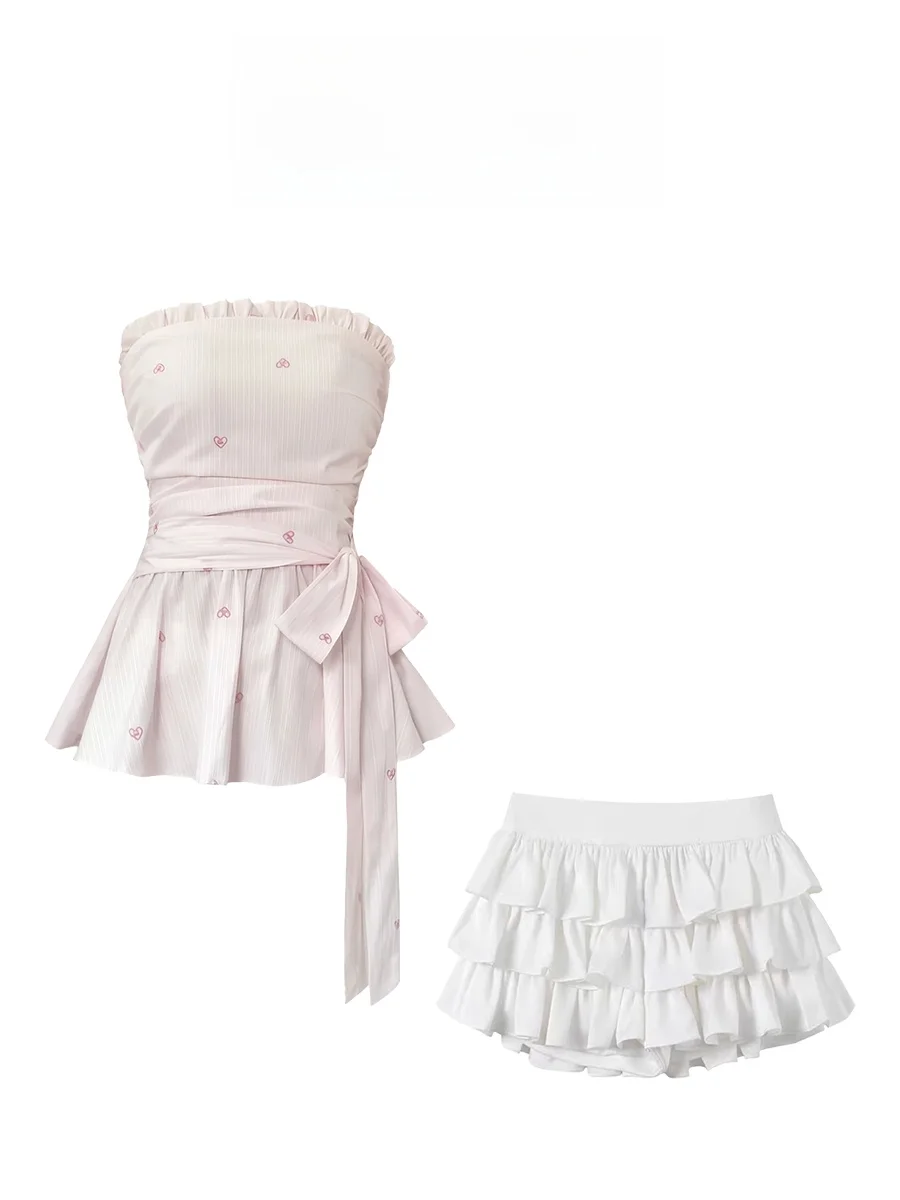 Parkyeon Design Sweet Style Off-Shoulder Vest Top with Pleated Hem Short Skirt Summer Outfit Casual Loose Fit Women's Set
Parkyeon Design Sweet Style Off-Shoulder Vest Top with Pleated Hem Short Skirt Summer Outfit Casual Loose Fit Women's Set