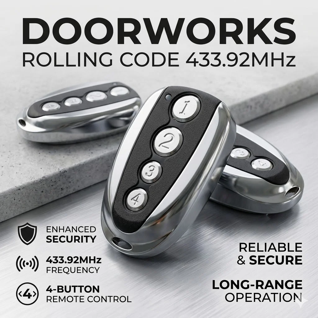 1-10PCS Garage Door Remote Control For Doorworks DC800N DC1200N 433.92MHz Rolling Code Replacement Opener
1-10PCS Garage Door Remote Control For Doorworks DC800N DC1200N 433.92MHz Rolling Code Replacement Opener