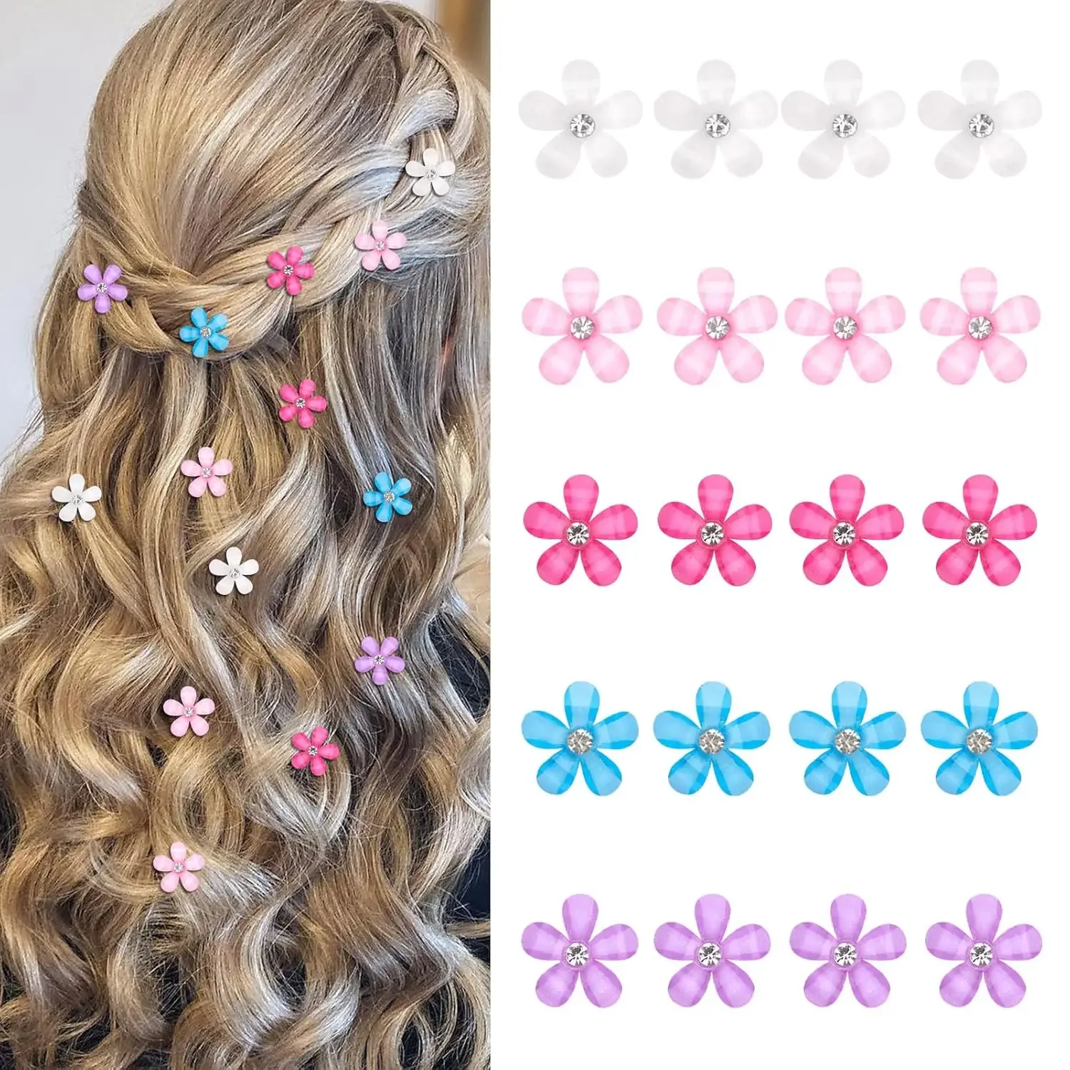 Colorful Rhinestone Hair Accessories - Mini Flower Hair Clips, Pins & Barrettes for Wedding, Bridal, Girls & Women
Colorful Rhinestone Hair Accessories - Mini Flower Hair Clips, Pins & Barrettes for Wedding, Bridal, Girls & Women