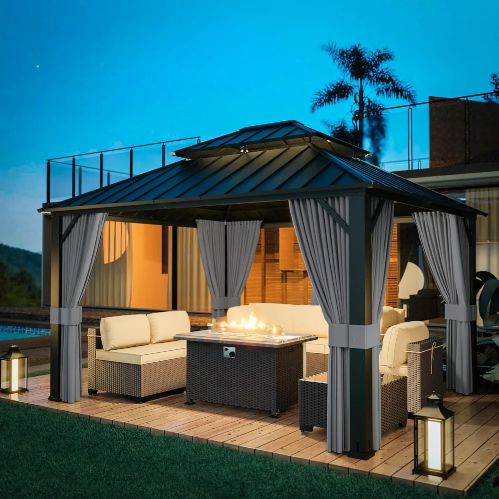12x14ft Double Roof Hardtop Gazebo Outdoor Pavilion Galvanized Iron Frame 2-Layer Garden Tent Suitable Customizable
12x14ft Double Roof Hardtop Gazebo Outdoor Pavilion Galvanized Iron Frame 2-Layer Garden Tent Suitable Customizable
