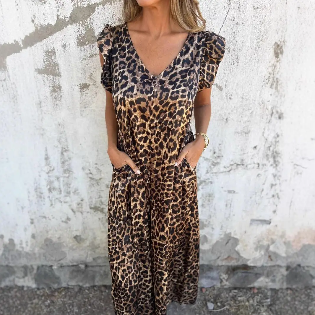 Loose Wide Leg Jumpsuit Women's Fashion Leopard Print Bell Sleeve Cross-Border Independent Station One-Piece Suit
Loose Wide Leg Jumpsuit Women's Fashion Leopard Print Bell Sleeve Cross-Border Independent Station One-Piece Suit