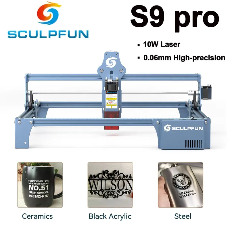 SCULPFUN S9/S9 PRO 10W Laser Engraver CNC Laser Cutting Engraving Machine 410x420mm Work Area Ultra-thin Laser Printer 5W/10W
SCULPFUN S9/S9 PRO 10W Laser Engraver CNC Laser Cutting Engraving Machine 410x420mm Work Area Ultra-thin Laser Printer 5W/10W