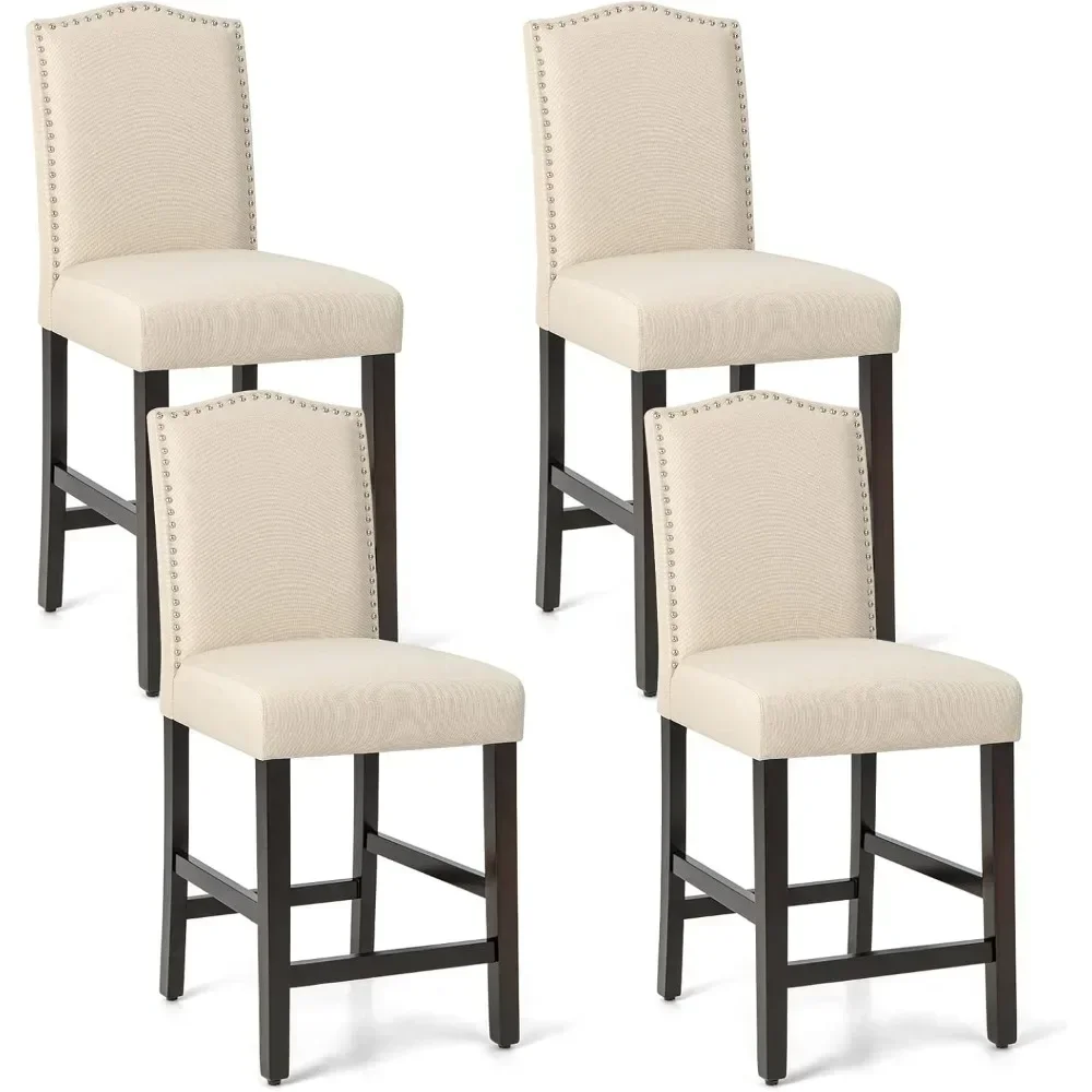 Bar Stools, Linen Upholstered Counter Height Chairs with Solid Rubber Wood Legs, 25” Kitchen Island Wood Bar Chairs
Bar Stools, Linen Upholstered Counter Height Chairs with Solid Rubber Wood Legs, 25” Kitchen Island Wood Bar Chairs